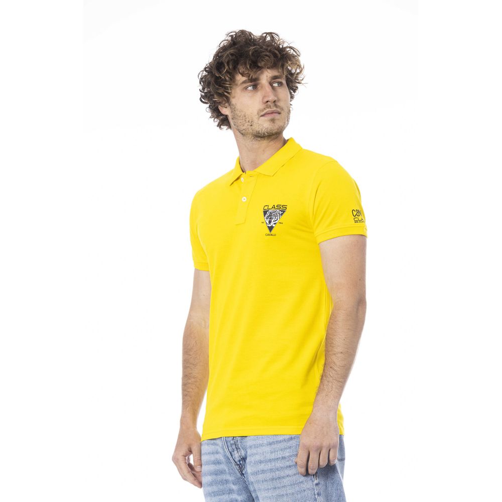 Cavalli Class Yellow Cotton Polo Shirt