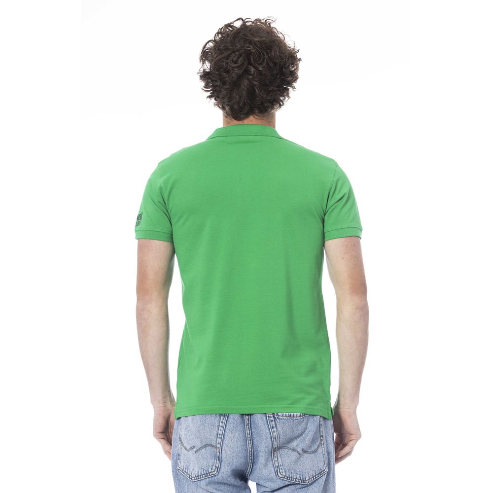 Cavalli Class Green Cotton Polo Shirt