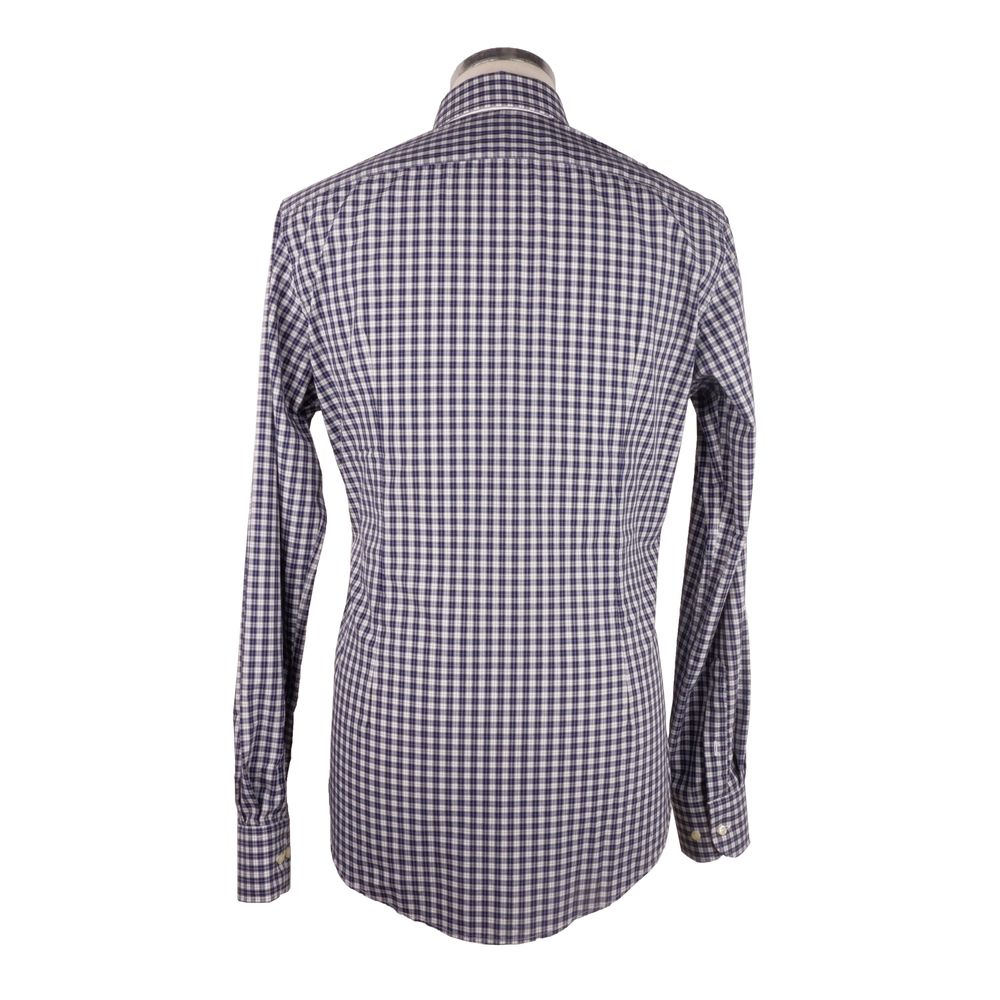 Made in Italy Elegant Milano Square-Patterned Cotton Shirt