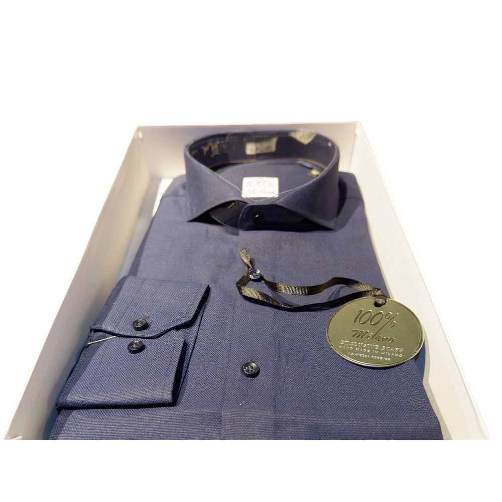 Made in Italy Elegant Blue Oxford Shirt for Men