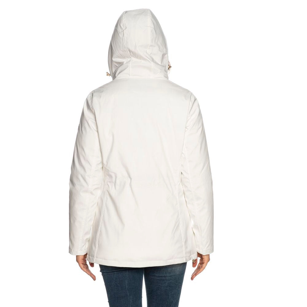 Yes Zee Chic White Hooded Down Jacket for Women