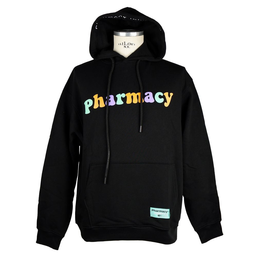 Pharmacy Industry Sleek Black Cotton Hoodie with Logo Print