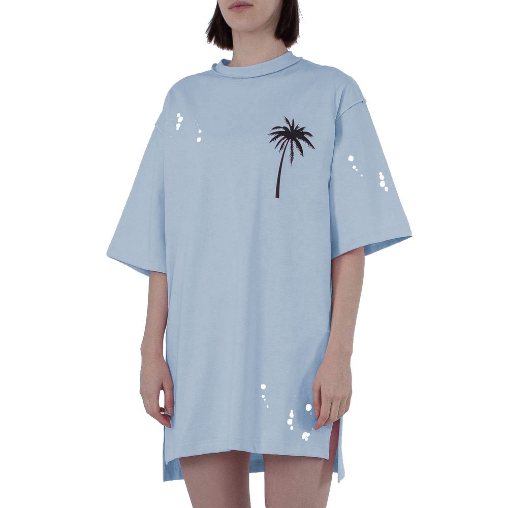 Comme Des Fuckdown Elegant Cotton T-Shirt Dress in Light Blue