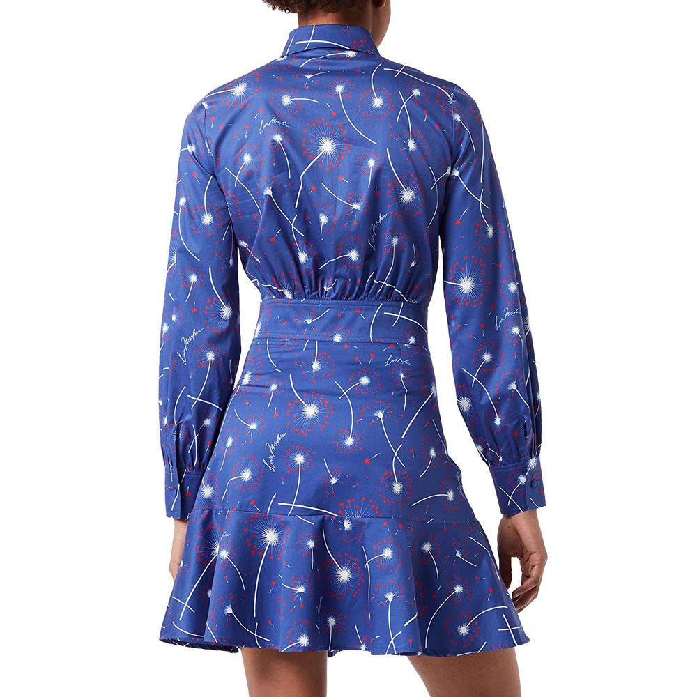 Love Moschino Chic Cotton Shirt Collar Dress in Abstract Print
