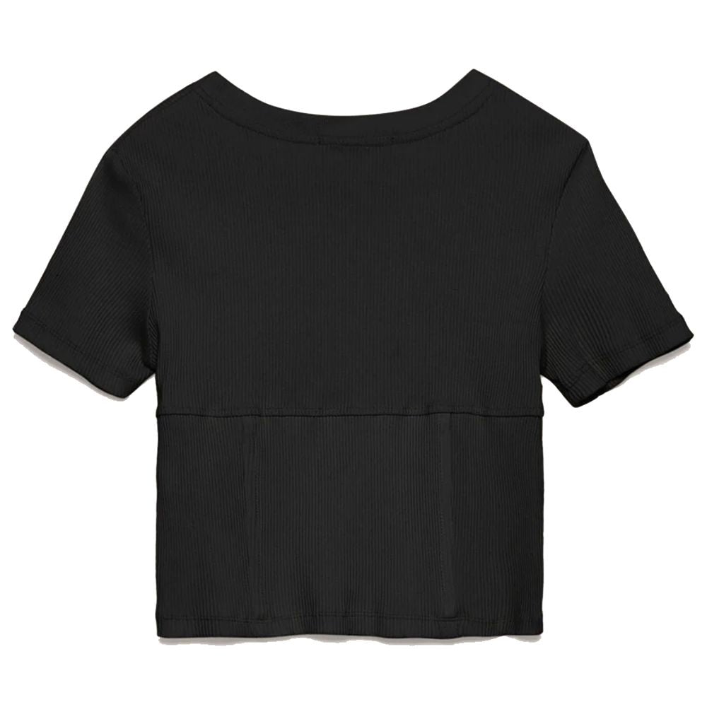 Hinnominate Chic Ribbed Cotton Tee with Logo Detail