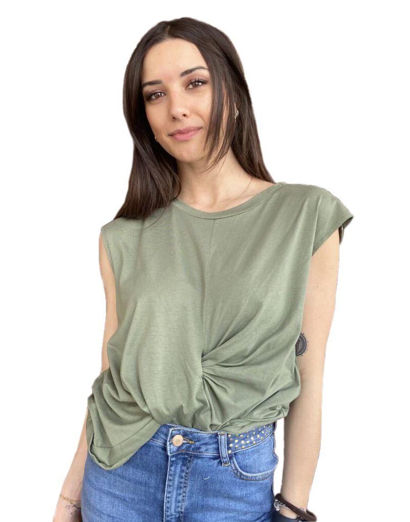 Imperfect Elegant Sleeveless Knot-Front Top