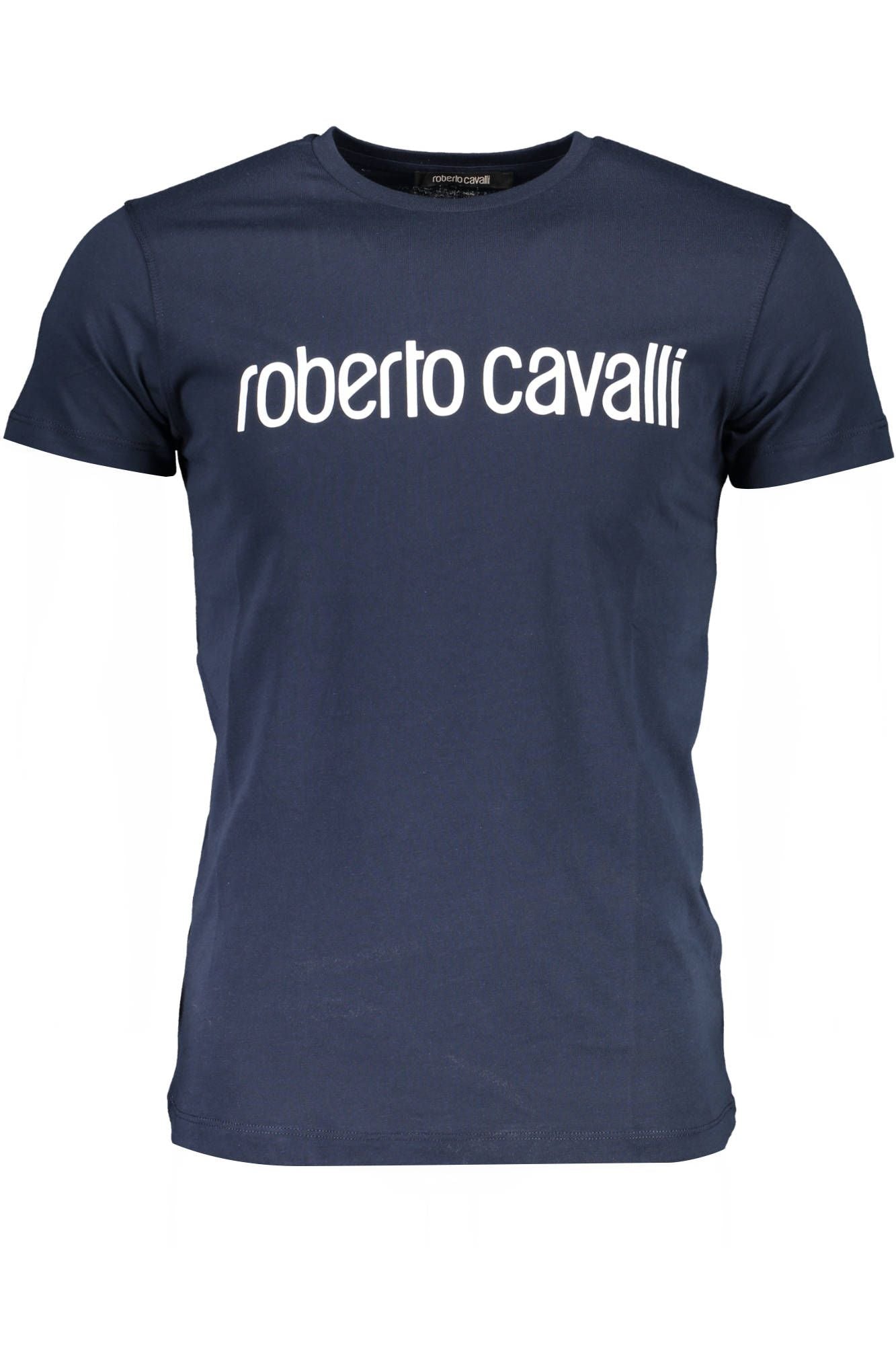Roberto Cavalli Elegant Crew Neck Printed Tee - Summer Blue