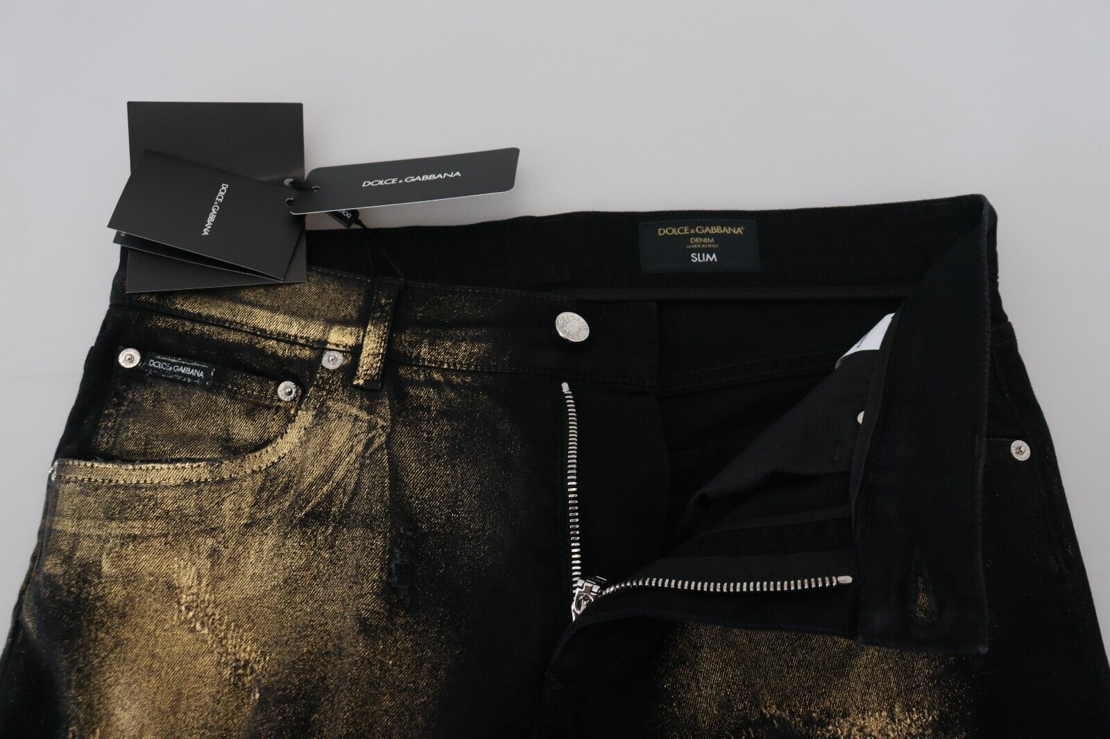 Dolce &amp; Gabbana Черни златисти памучни ежедневни дънки от деним