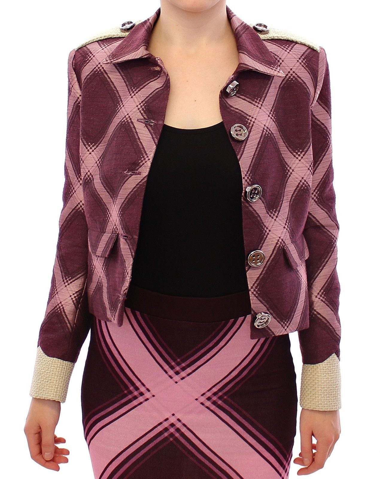 House of Holland Elegant Multicolor Check Print Jacket