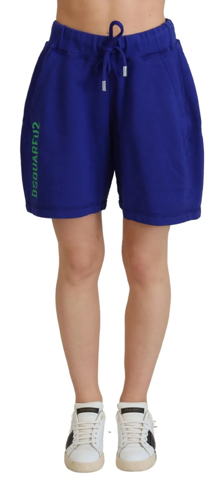 Dsquared² Blue Logo Cotton High Waist Sweatshorts Shorts