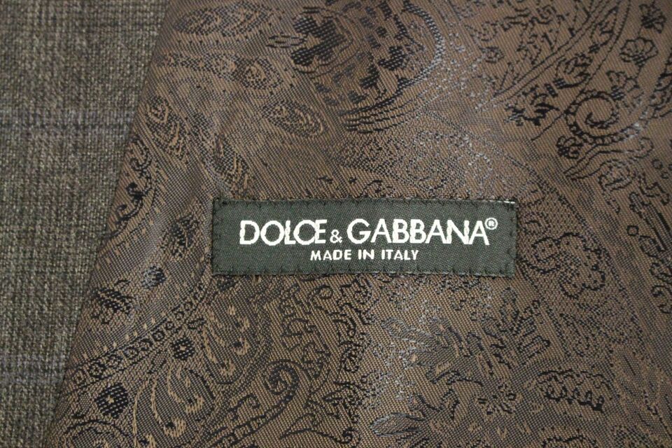 Вълнена едноредна жилетка с кафяво каре Dolce &amp; Gabbana