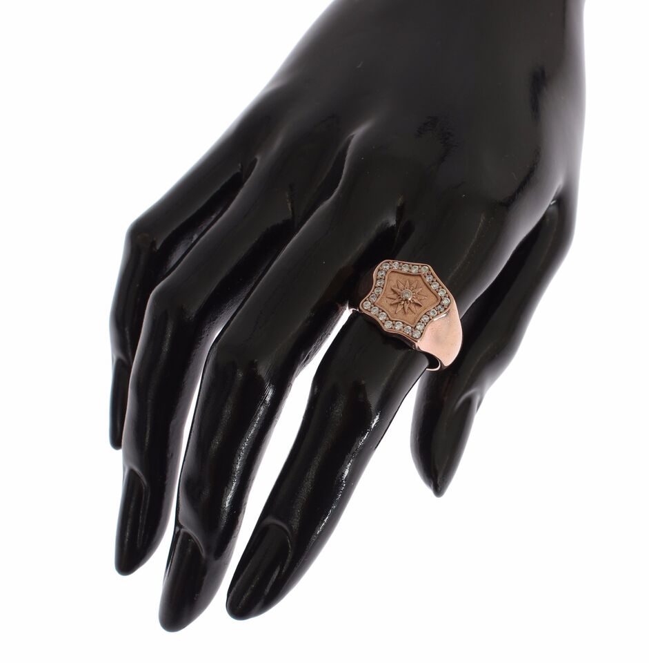 Автентичен прозрачен пръстен от розово злато 925 Nialaya