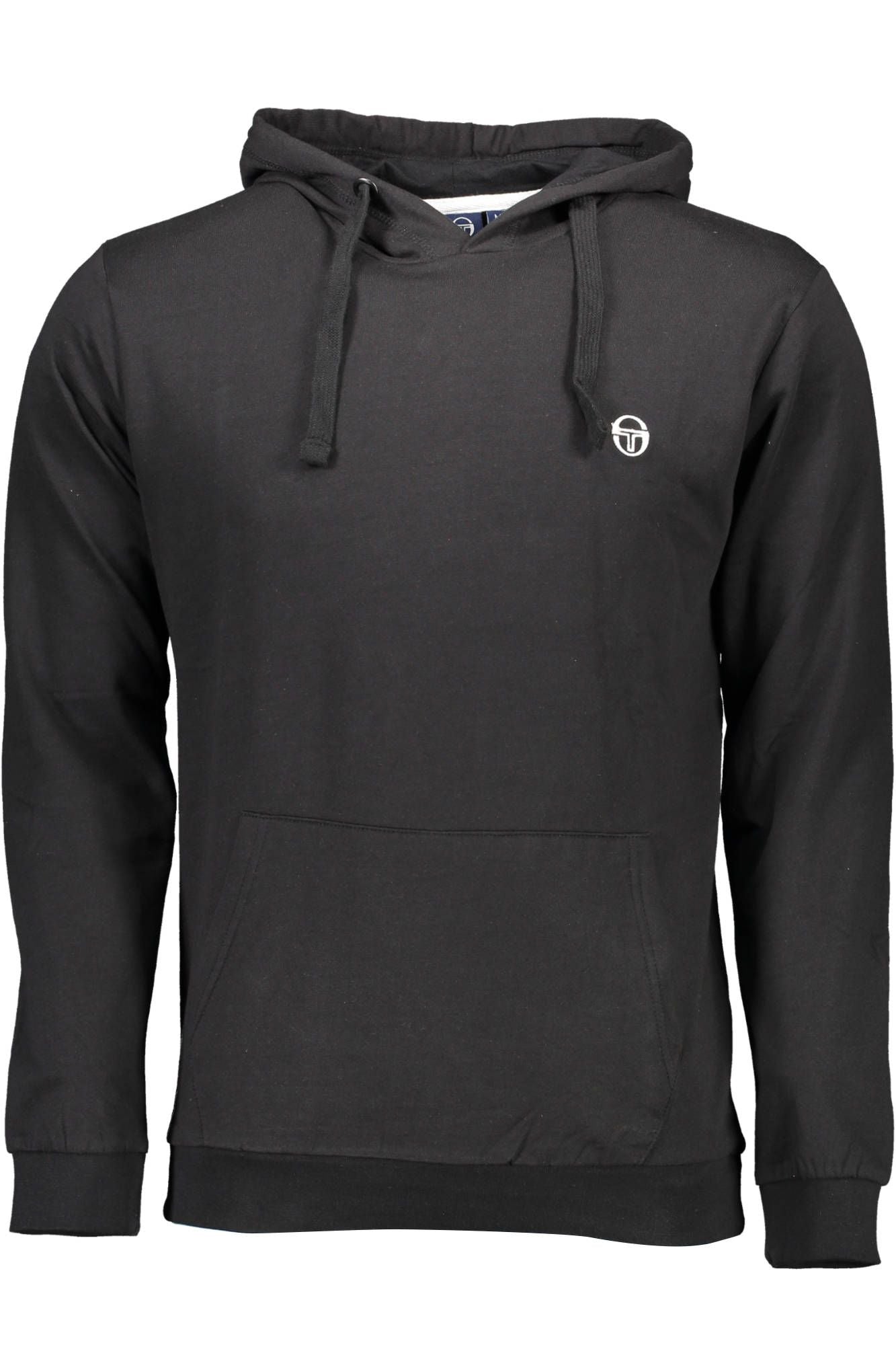 Sergio Tacchini Elegant Black Hooded Sweatshirt with Logo Embroidery