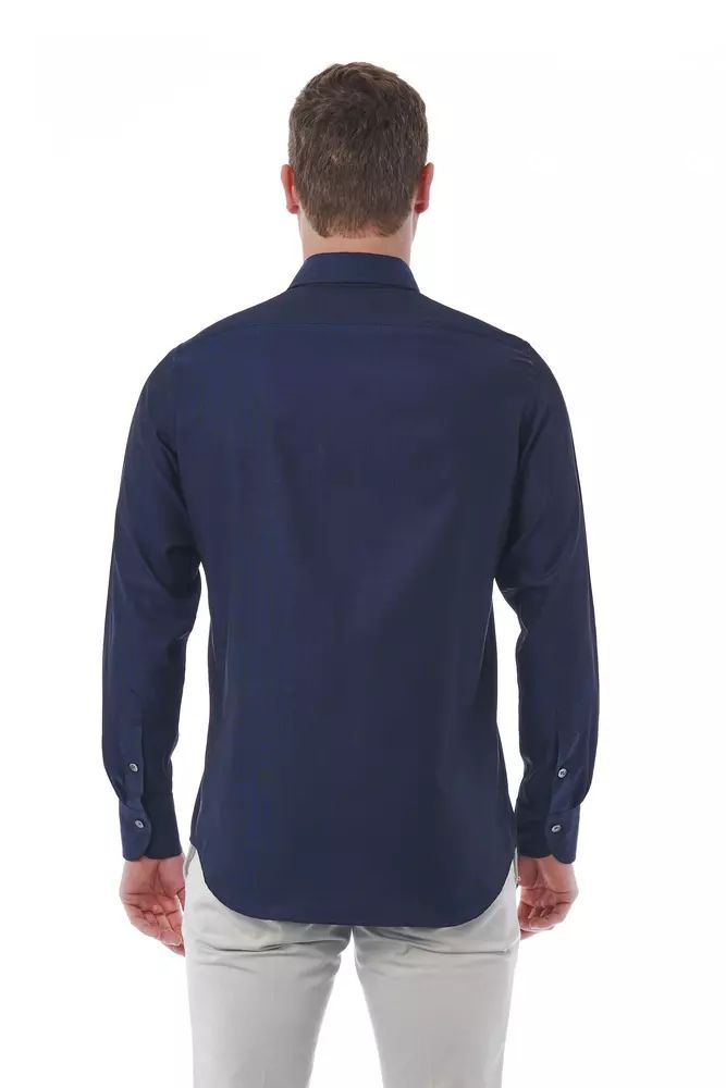 Bagutta Elegant Blue Regular Fit Italian Collar Shirt