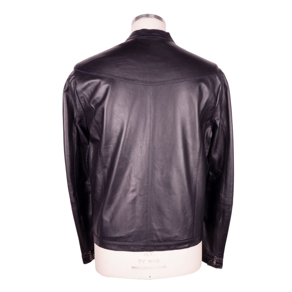Emilio Romanelli Sleek Black Genuine Leather Jacket