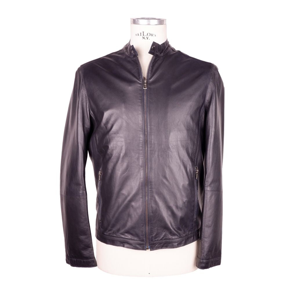 Emilio Romanelli Sleek Black Genuine Leather Jacket