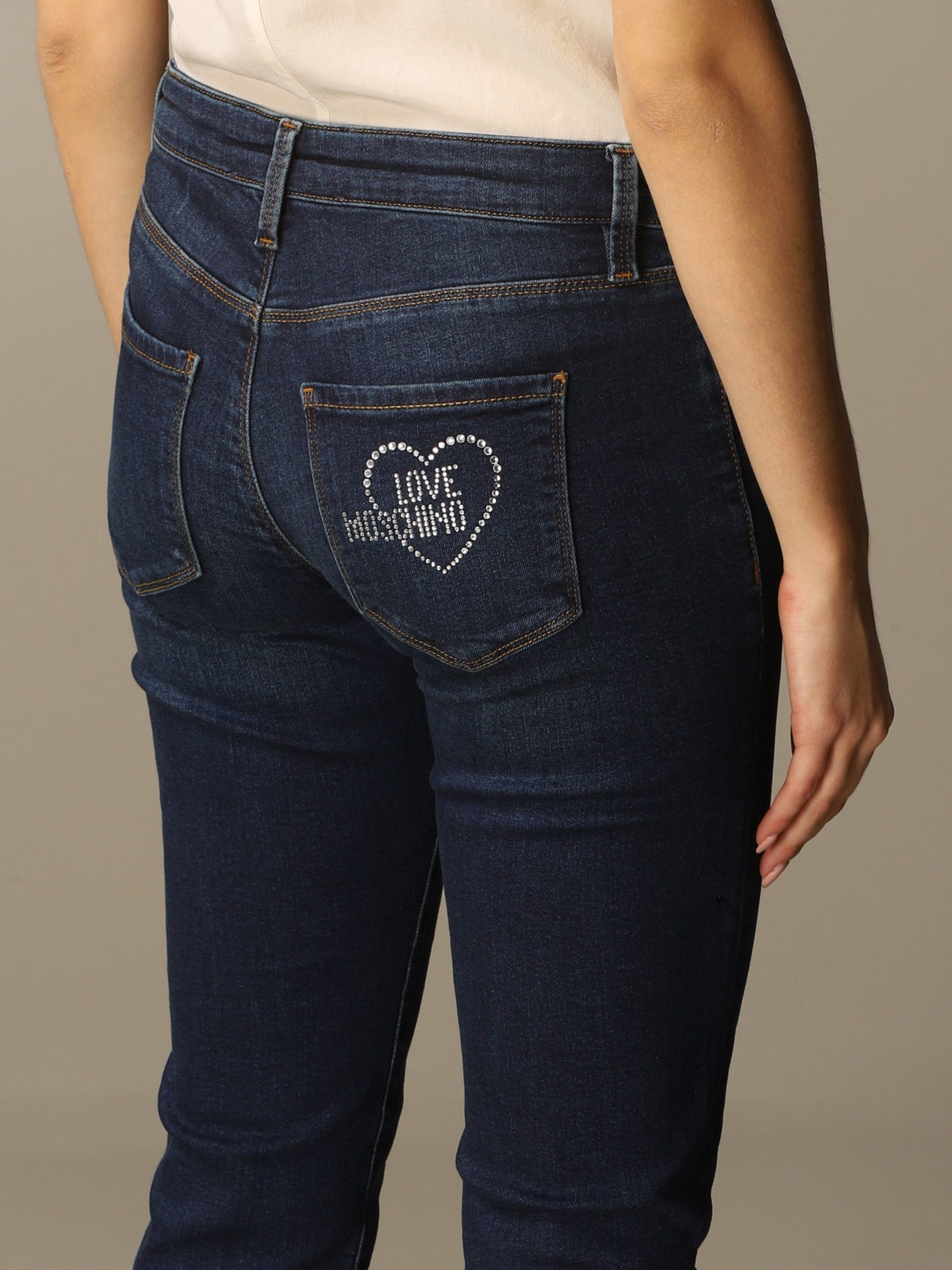 Love Moschino Chic Rhinestone Back Logo Jeans