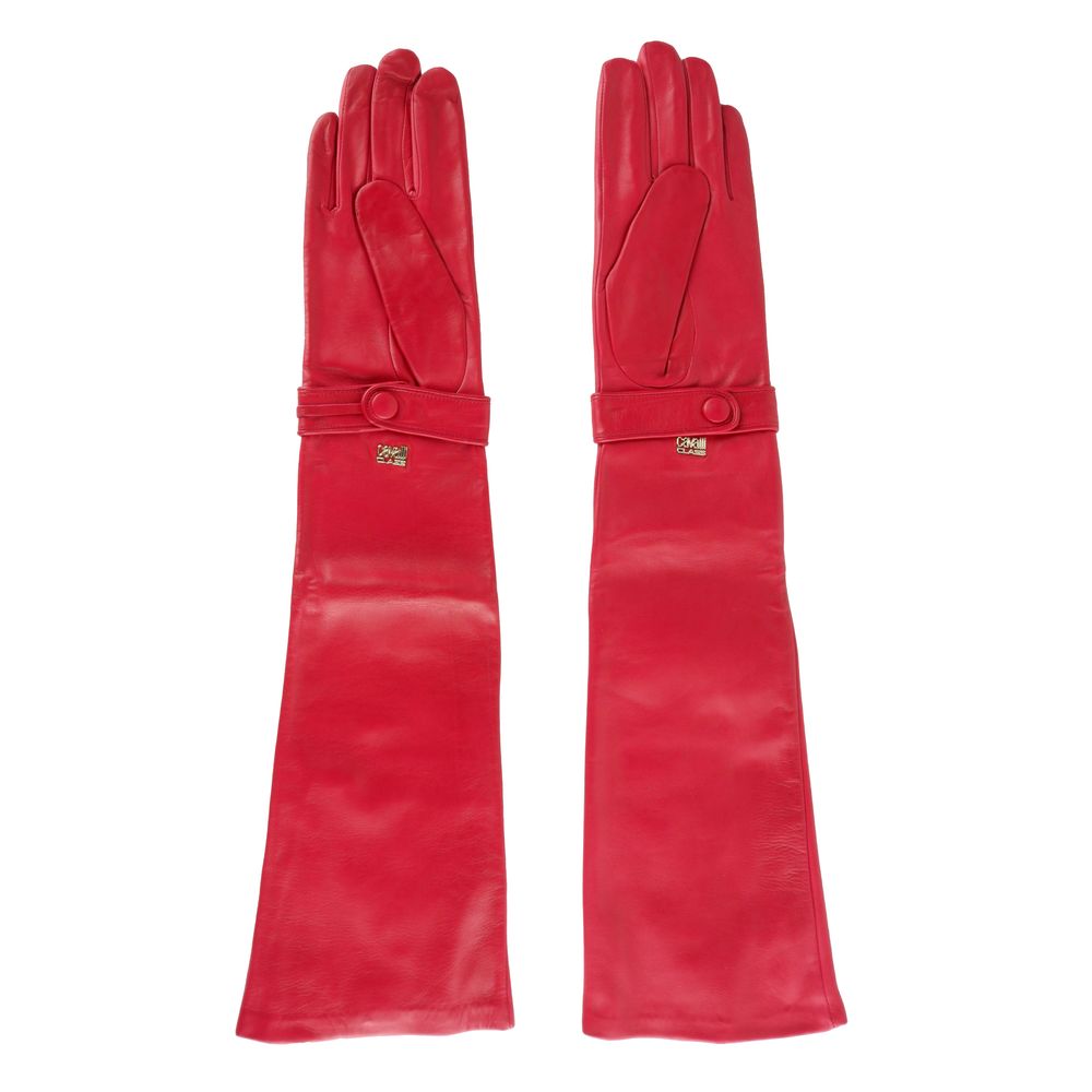 Червени кожени ръкавици от агнешка кожа Cavalli Class