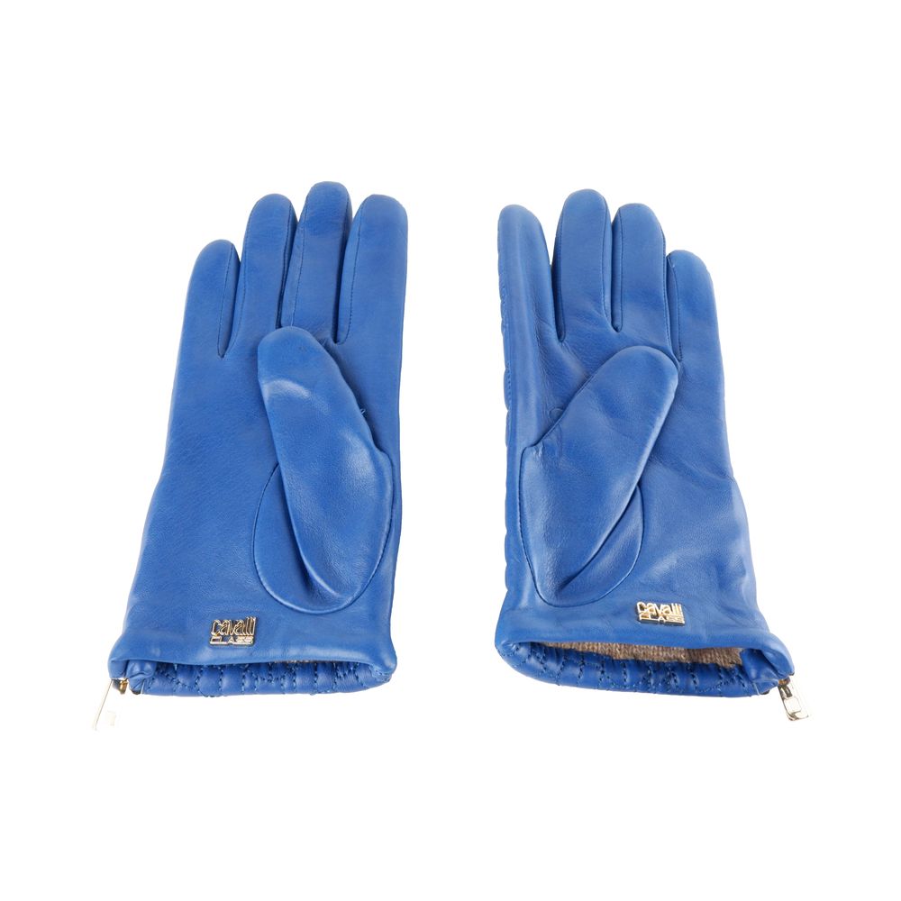 Сини кожени ръкавици от агнешка кожа Cavalli Class
