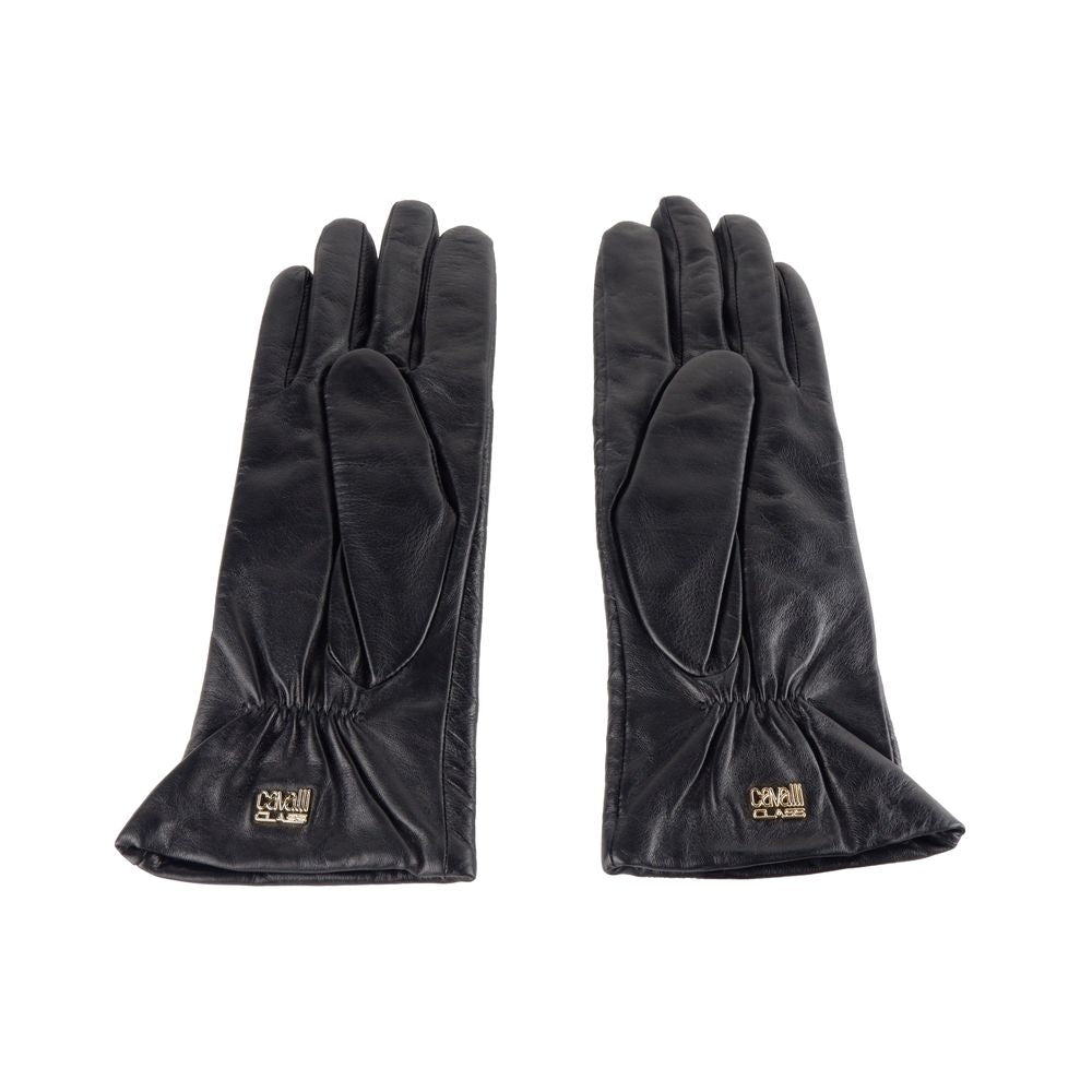 Черна кожена ръкавица от агнешка кожа Cavalli Class
