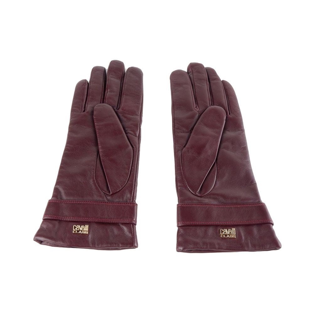 Червени кожени ръкавици от агнешка кожа Cavalli Class