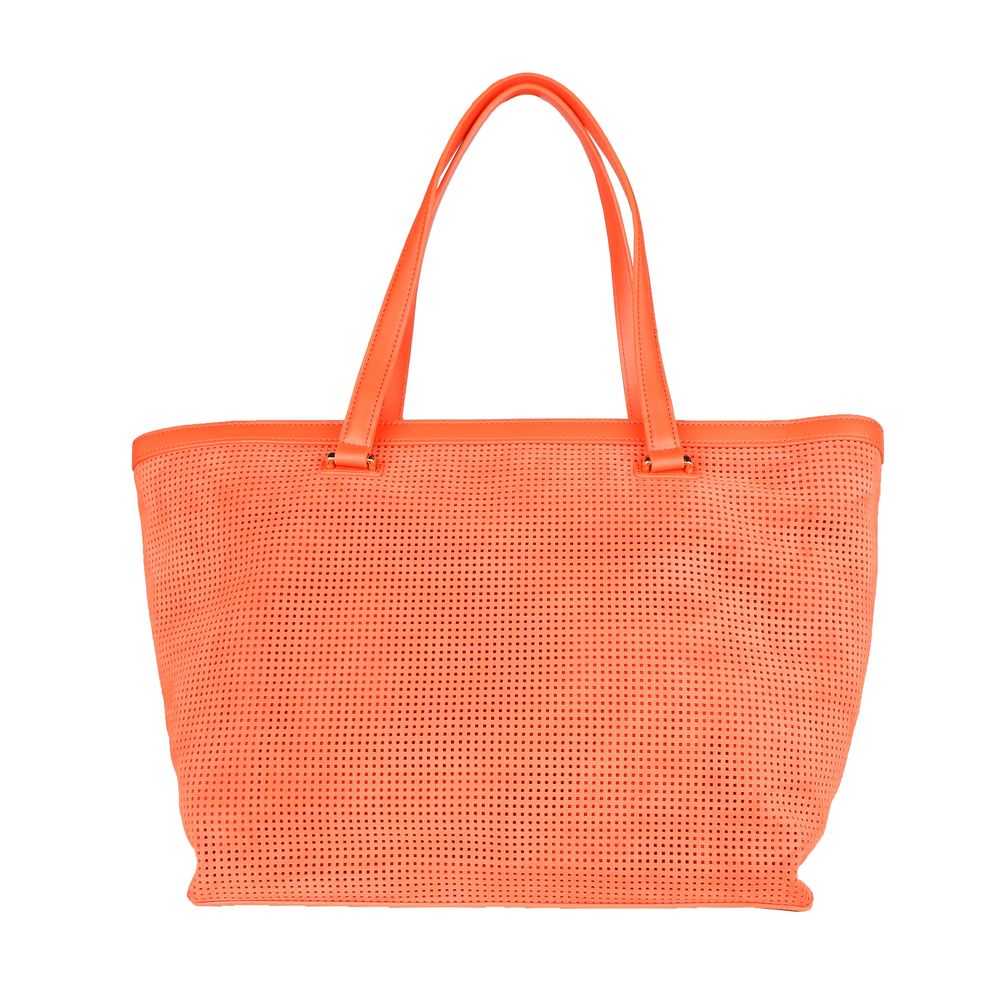 Cavalli Class оранжева кожена чанта от телешка кожа