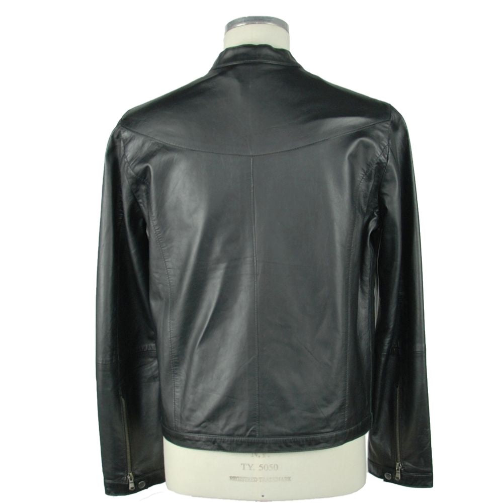Emilio Romanelli Sleek Leather Black Jacket