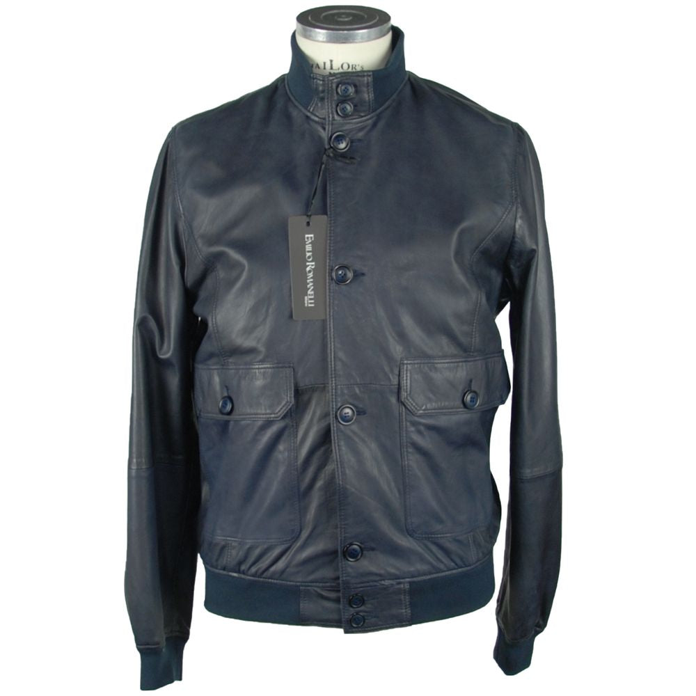 Emilio Romanelli Sapphire Leather Elegance Jacket