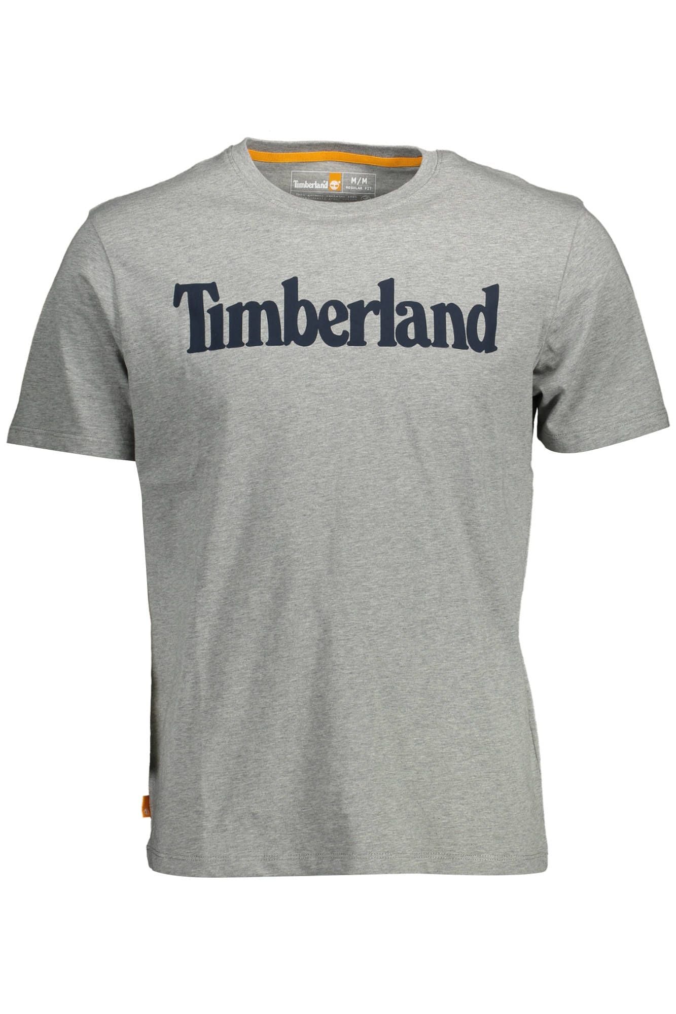 Timberland Eco-Conscious Gray Cotton Tee with Logo Print