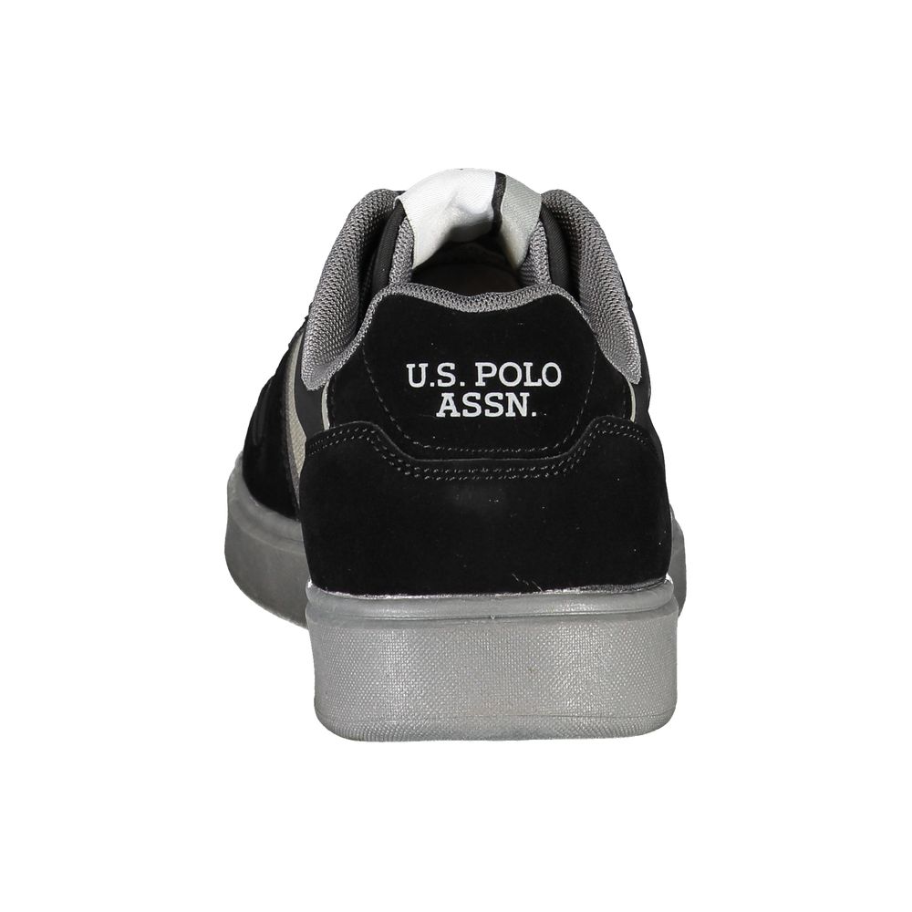 U.S. POLO ASSN. Sleek Black Lace-Up Sneakers with Contrast Details