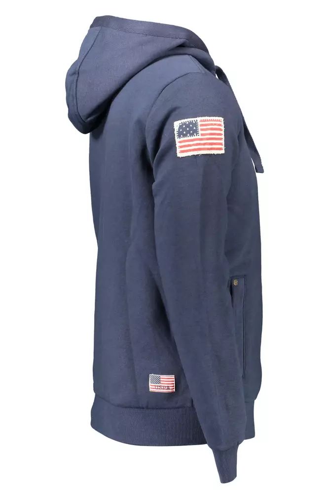 U.S. POLO ASSN. Chic Blue Hooded Sweatshirt with Embroidery Detail
