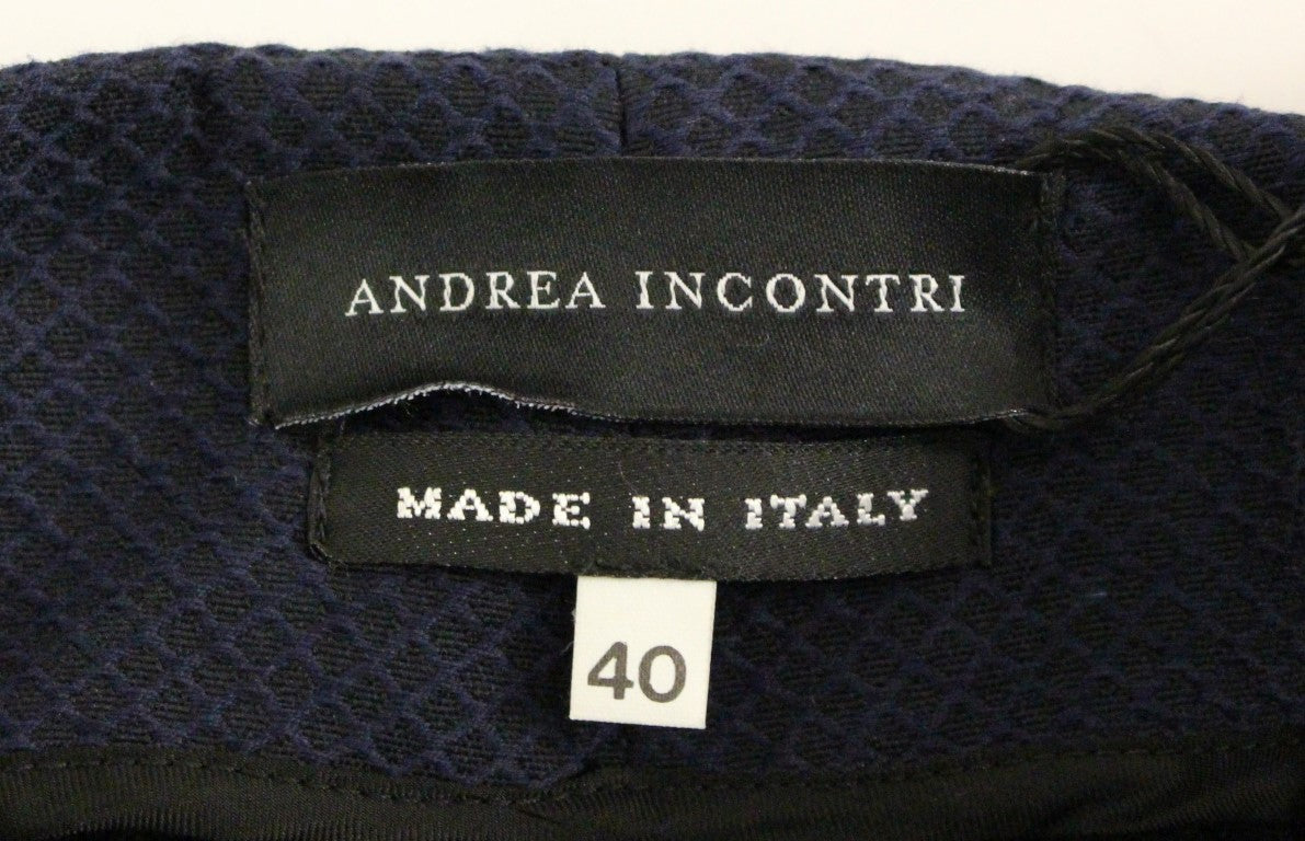 Сини изрязани памучни панталони Andrea Incontri