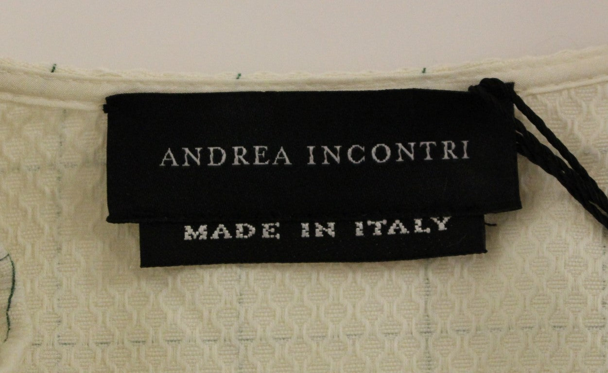 Бяла памучна карирана риза Andrea Incontri