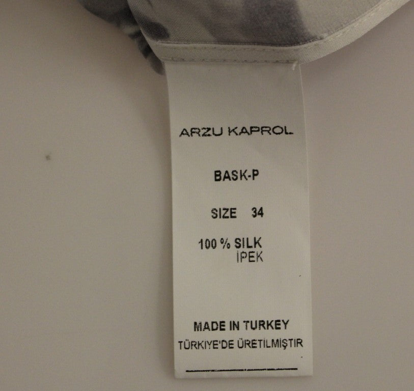 Сиво-синя копринена риза без ръкави Arzu Kaprol