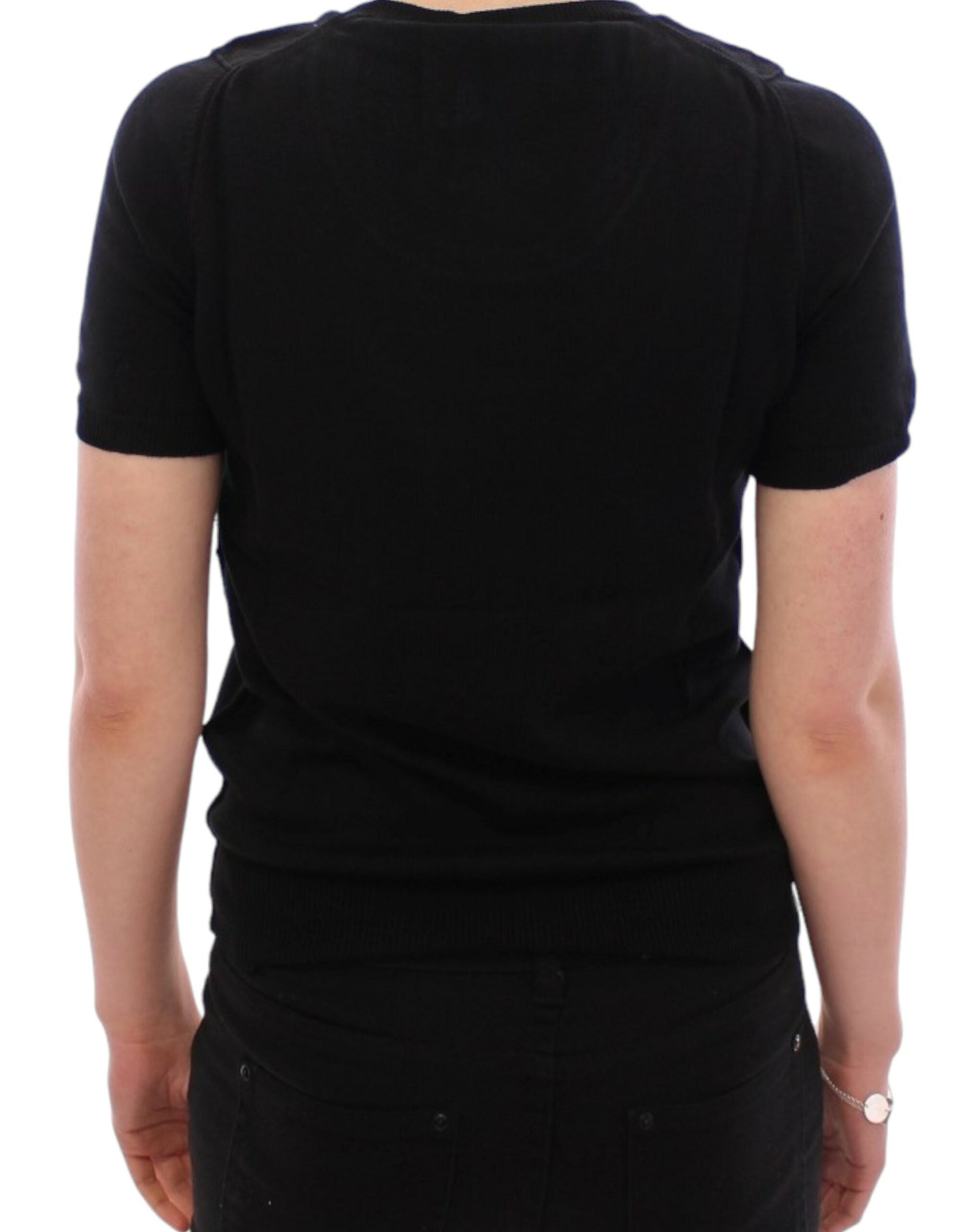 Черна памучна тениска с кръгло деколте Dolce &amp; Gabbana