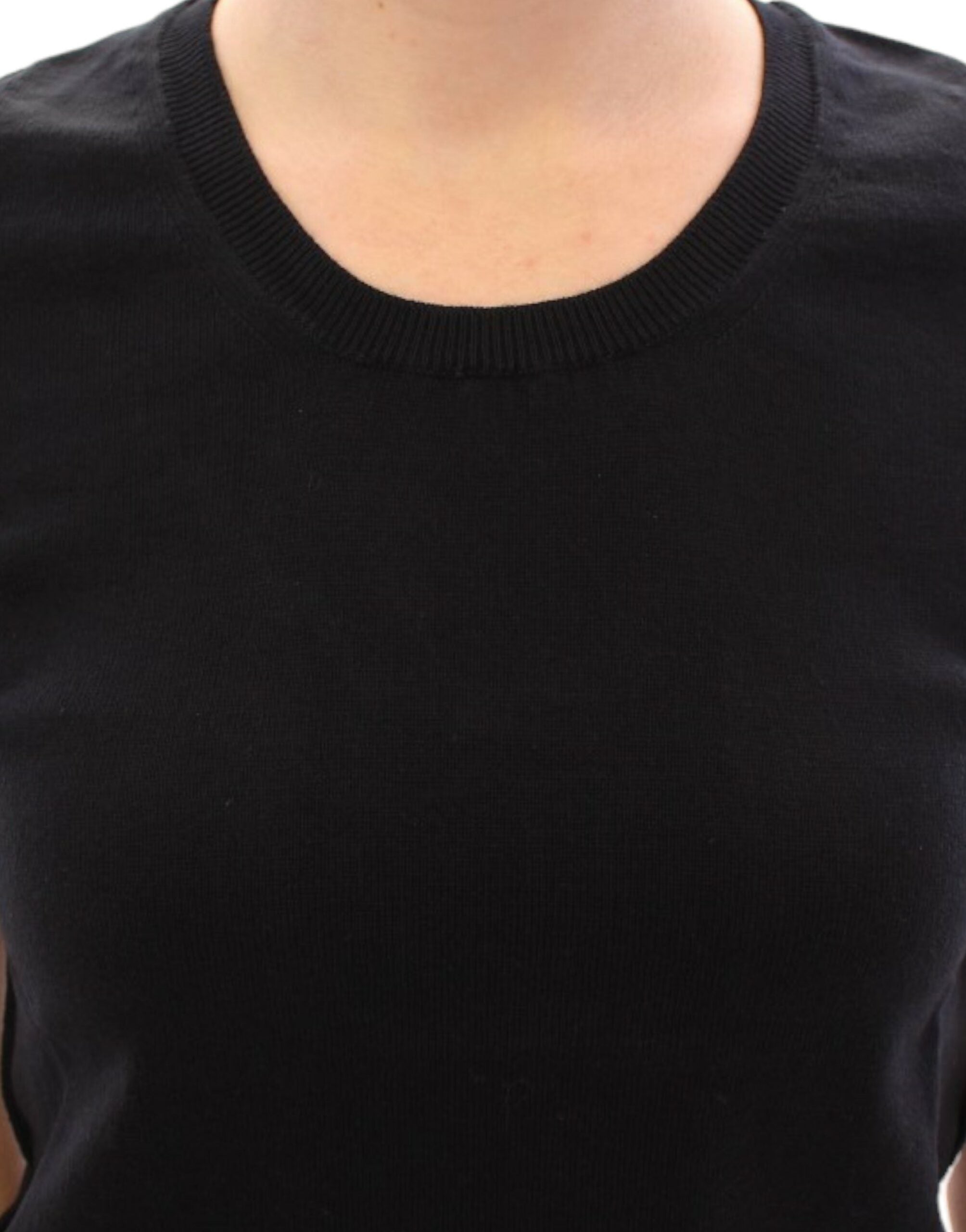 Черна памучна тениска с кръгло деколте Dolce &amp; Gabbana