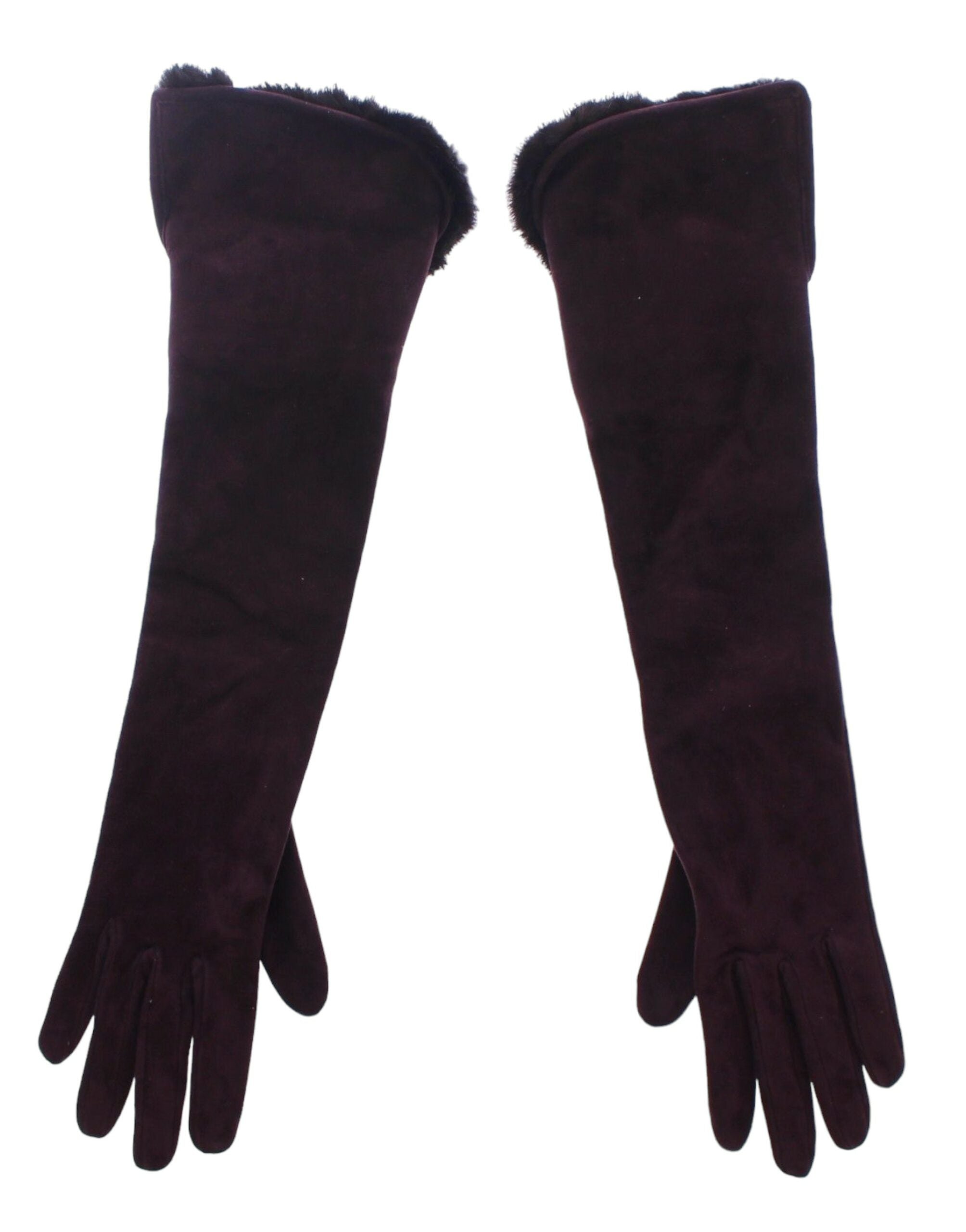Кожени ръкавици Dolce &amp; Gabbana с лилава кожа от козя кожа и велур