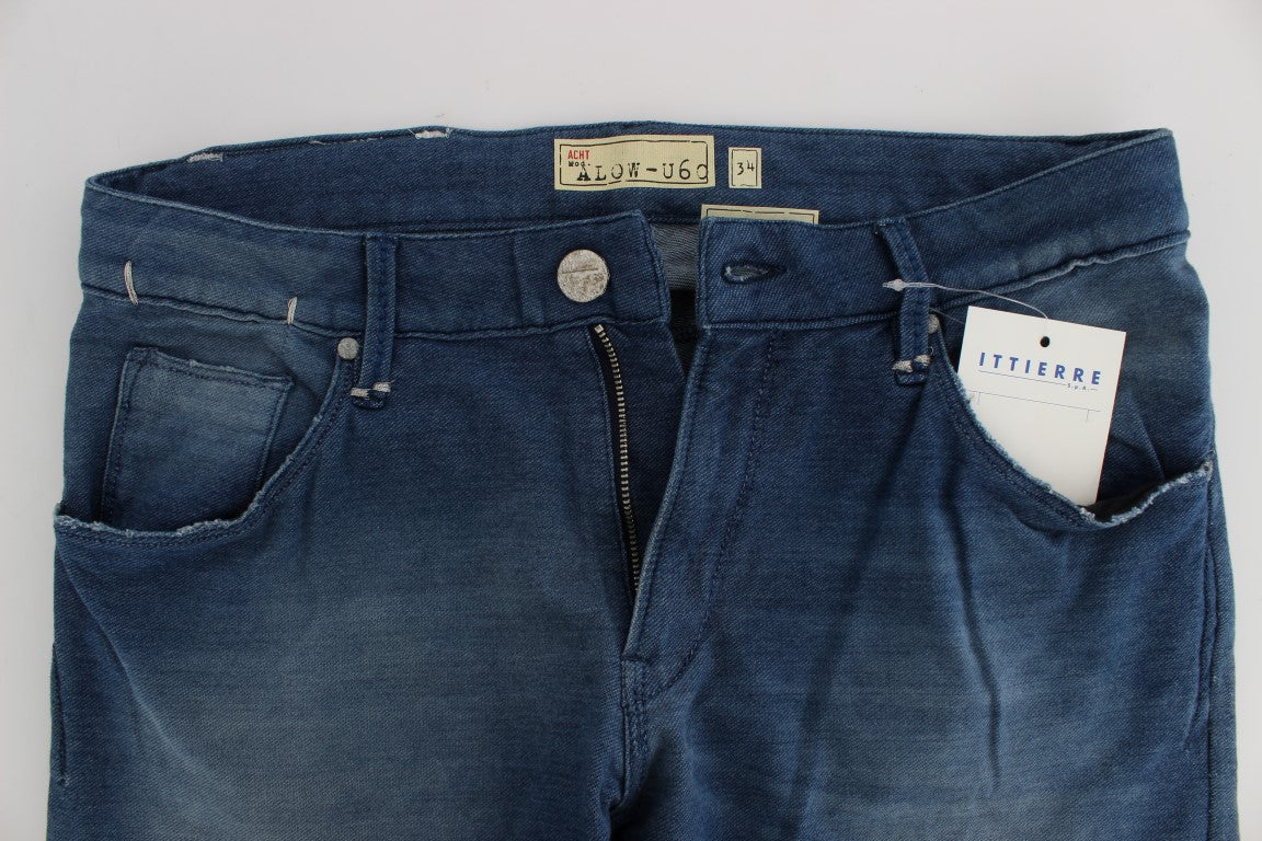 Acht Blue Wash Denim Cotton Stretch Slim Jeans