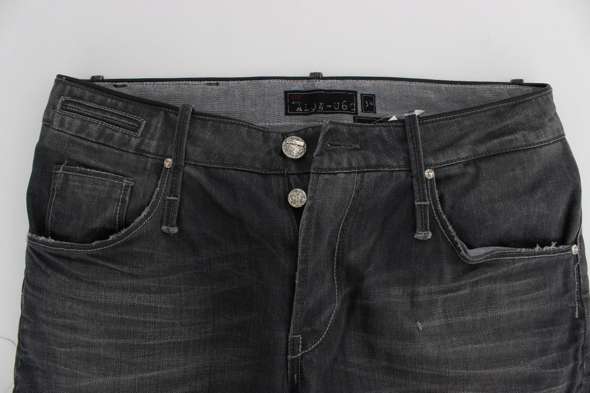 Acht сиви памучни обикновени дънки с ниска кройка