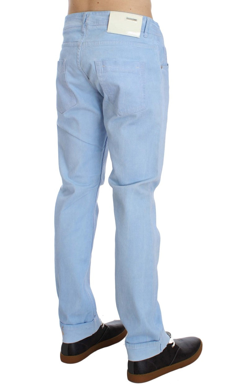 Сини памучни еластични дънки с ниска талия