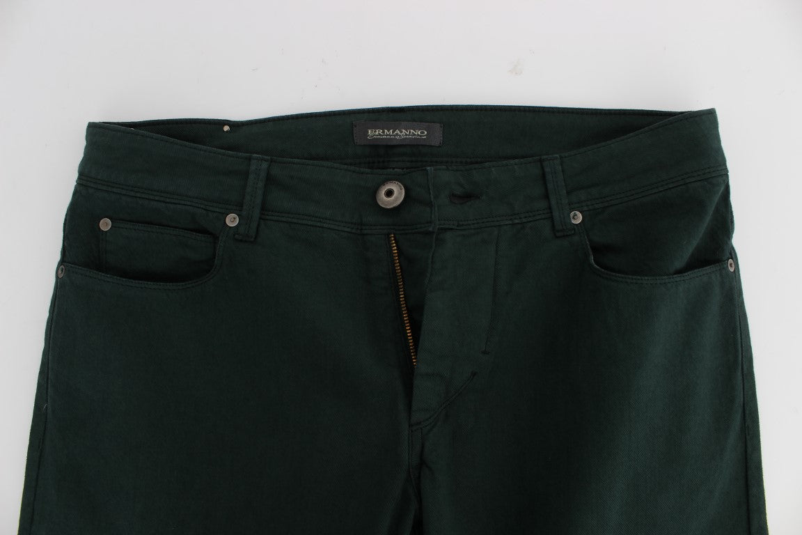 Ermanno Scervino Зелени памучни дънкови еластични прави дънки