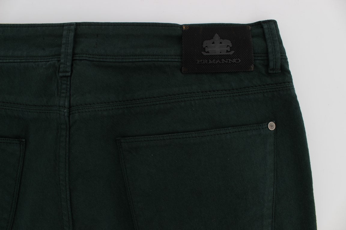 Ermanno Scervino Зелени памучни дънкови еластични прави дънки