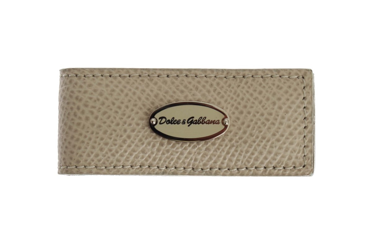 Dolce &amp; Gabbana бежова кожена щипка за пари с магнит