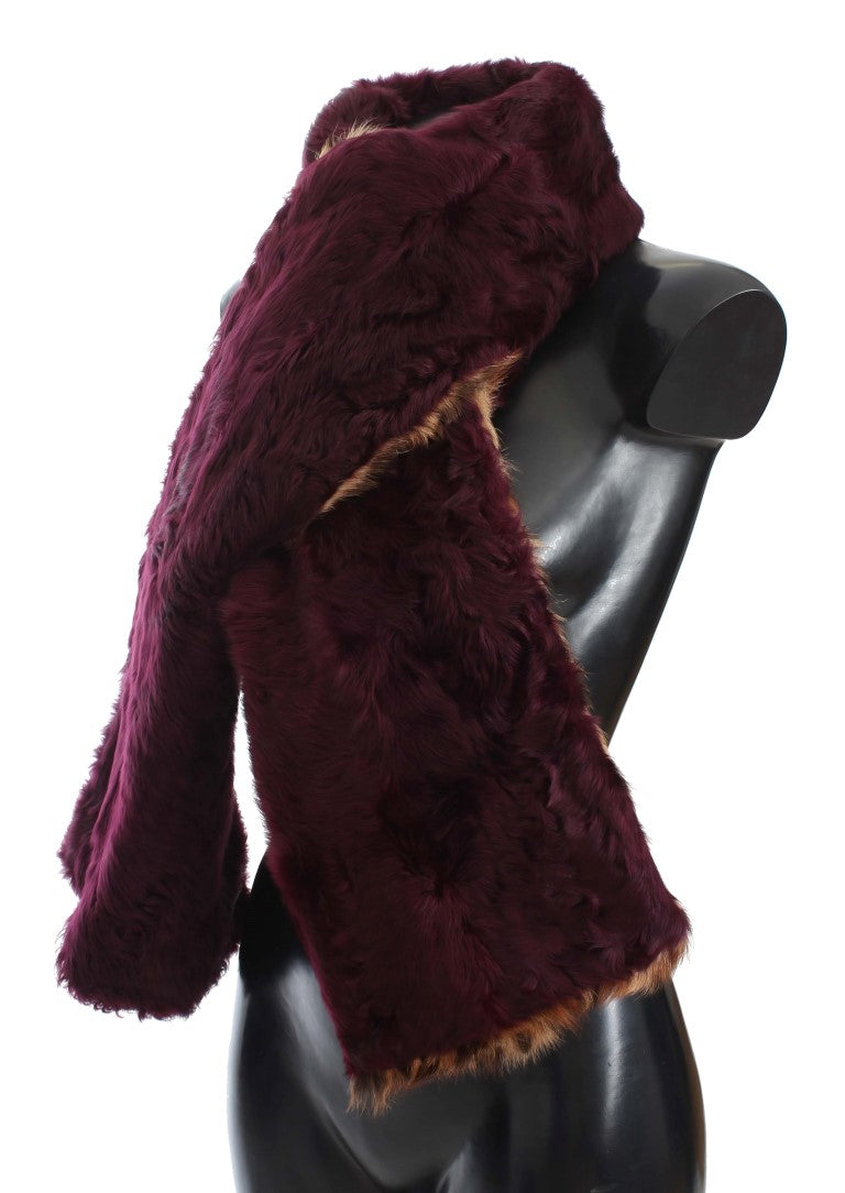 Dolce &amp; Gabbana Purple Lamb Fur Leopard Print шал