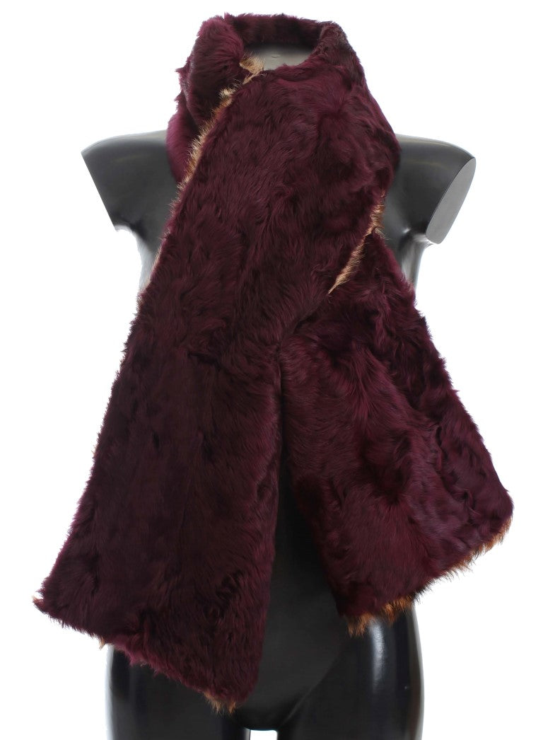 Dolce &amp; Gabbana Purple Lamb Fur Leopard Print шал