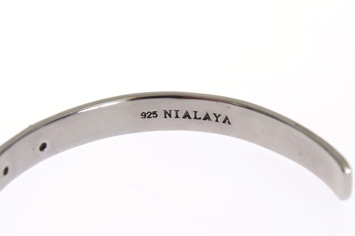 Сребърна гривна Nialaya Black Crystal 925