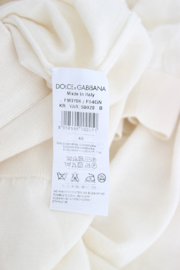 Бял 100% кашмирен пуловер Dolce &amp; Gabbana