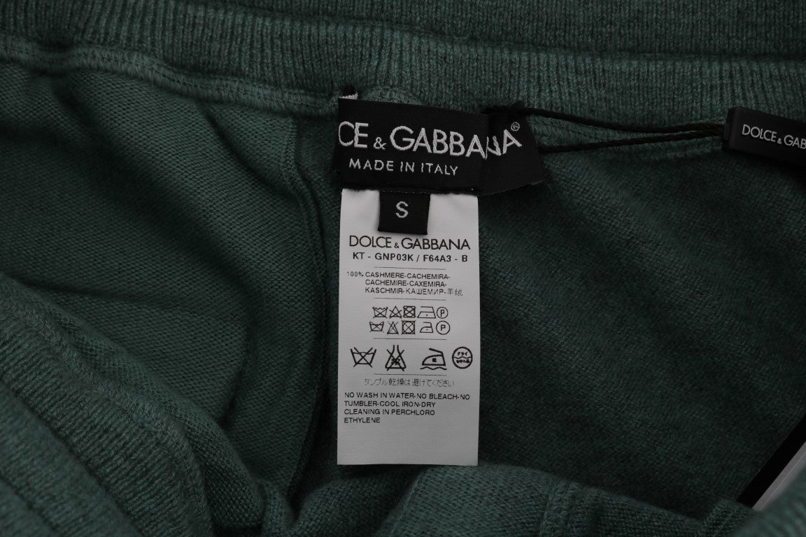 Тренировъчен панталон от зелен кашмир Dolce &amp; Gabbana