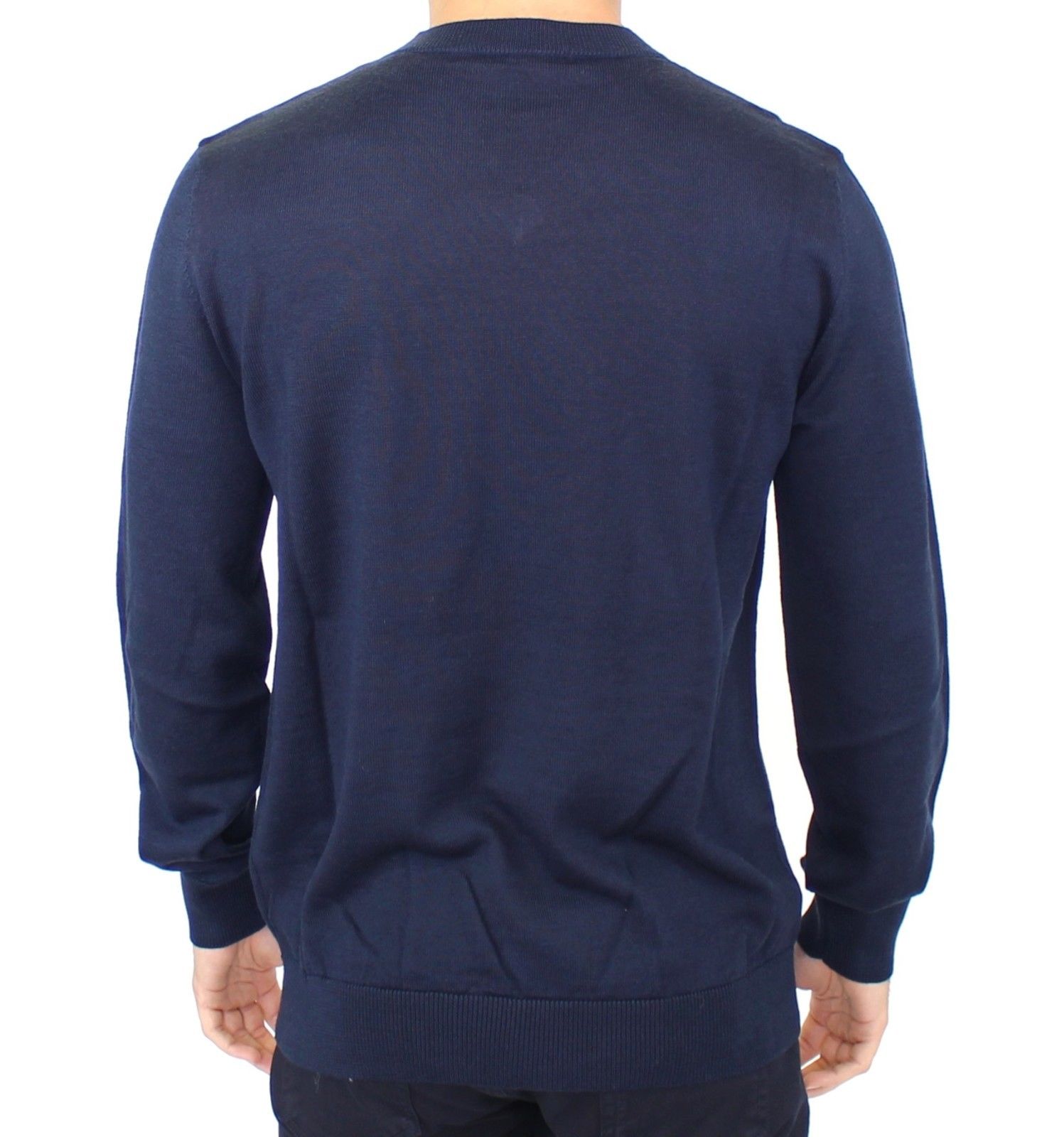 Пуловер с V-образно деколте от синя вълнена смес Ermanno Scervino