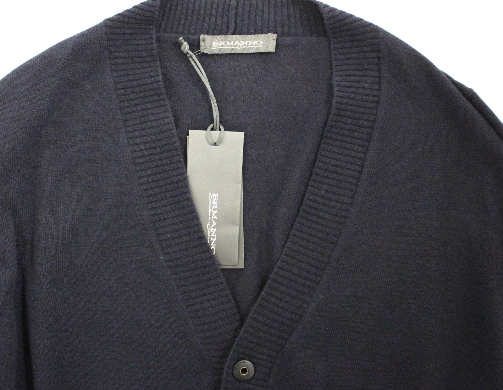 Пуловер от синя вълнена кашмирена жилетка Ermanno Scervino
